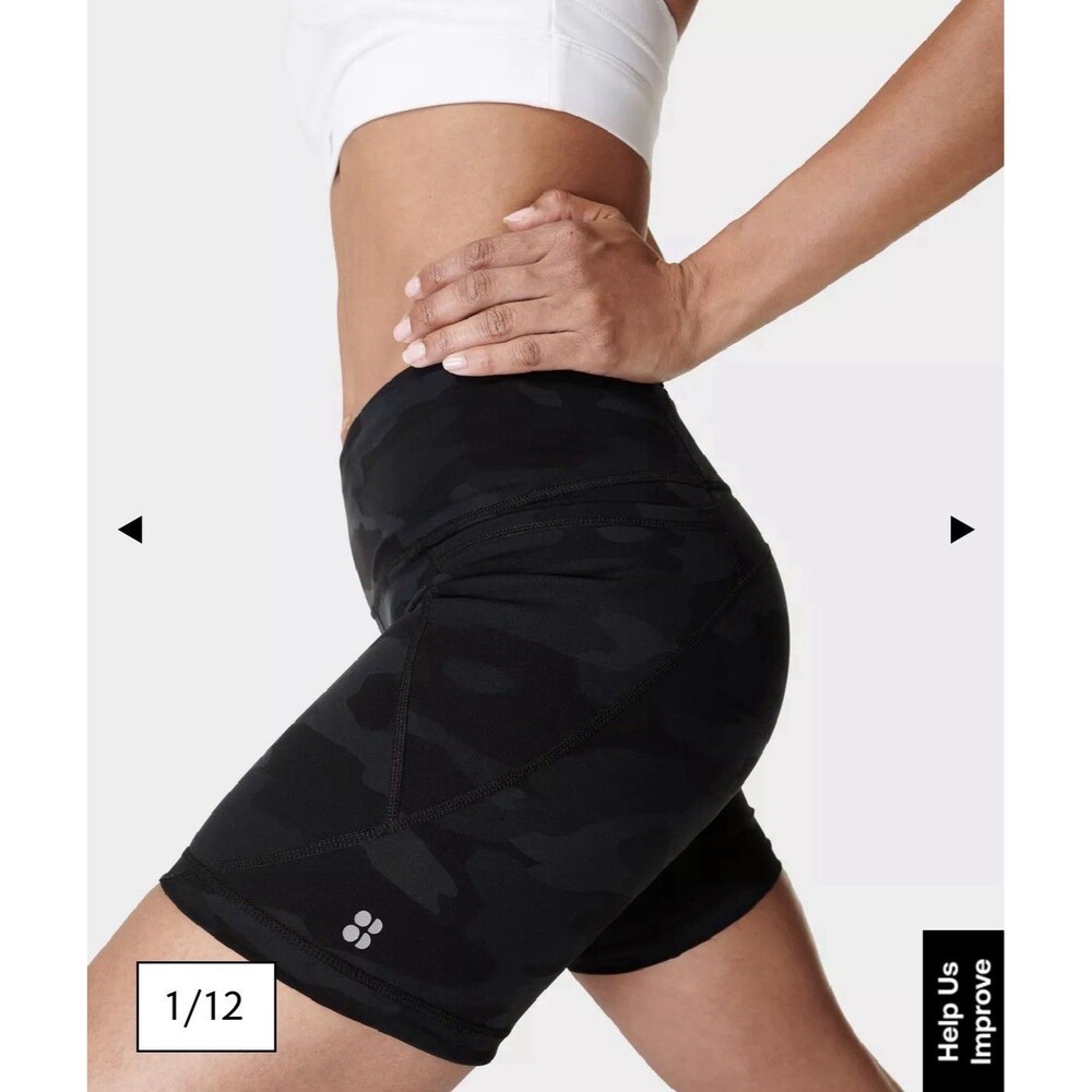 Sweaty Betty Power 6" Biker Shorts in Black Sz Lg - Picture 3 of 5